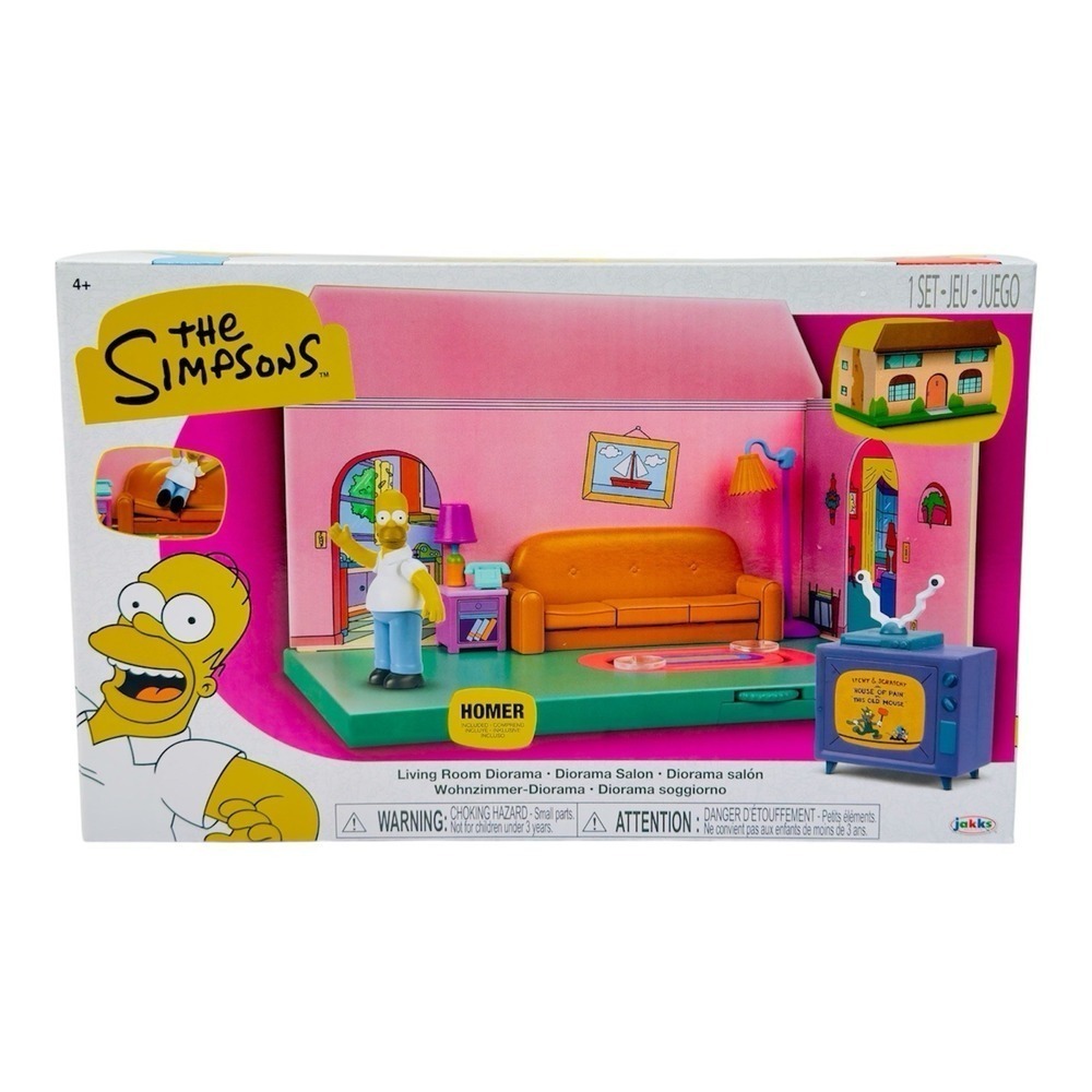 THE SIMPSONS Living Room Diorama House Playset inc Homer Figure by JAKKS Pacific